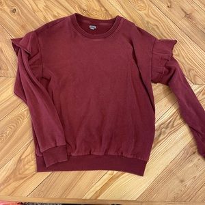 Womans Aerie Maroon Ruffle Sleeve 